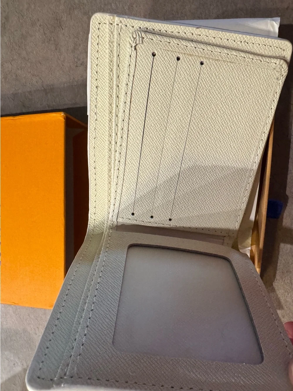 Louis Vuitton Damier Azur Small Square Check Wallet in Cream